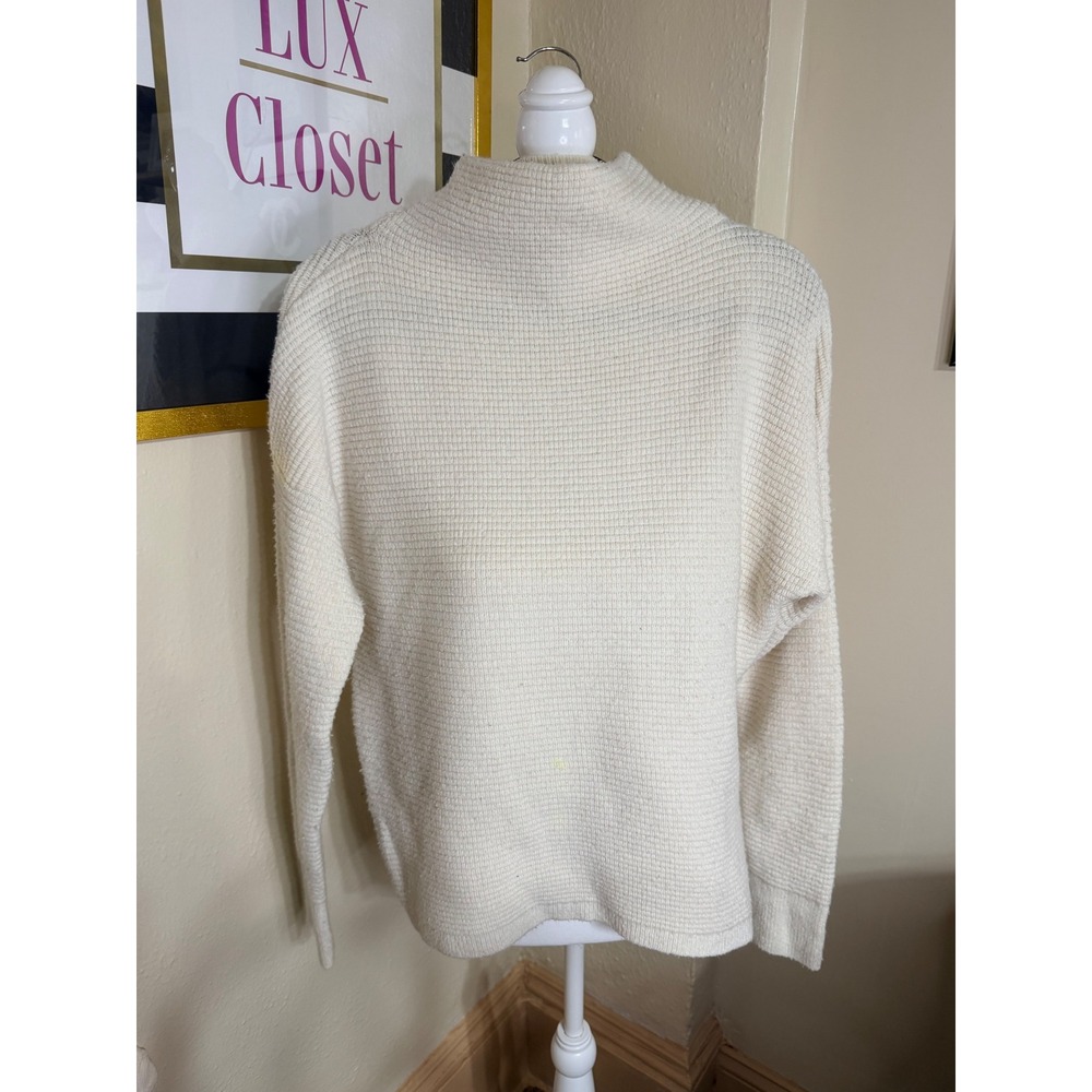 Madewell Mock Neck‎ Waffle Knit Sweater Cream Ivory Textured Pullover Womens M
